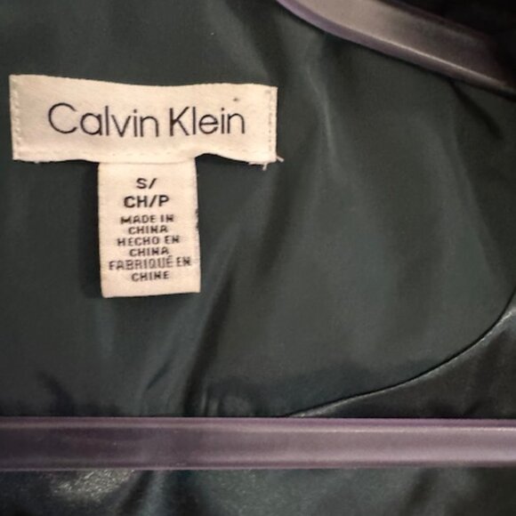 Calvin Klein NWOT Hunter Green Puffer Vest with Knit Side Panels Quilted Sz S - Picture 7 of 9